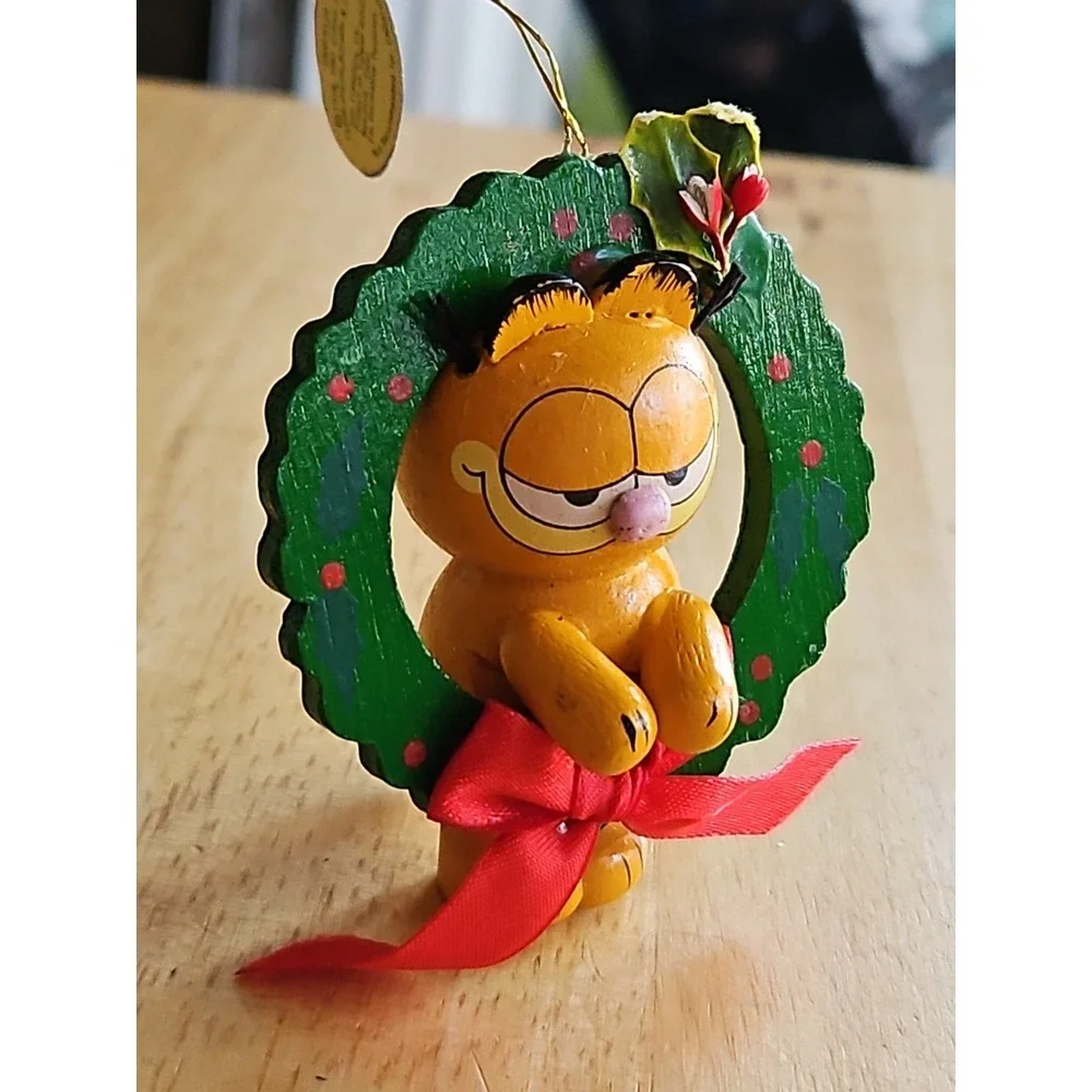 Vintage‎ GARFIELD Wooden Christmas Ornament 1981 United Feature Syndicate Dakin
